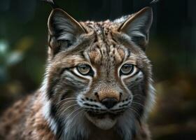 lince ritratto vicino su creato con generativo ai tecnologia foto