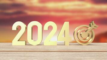 il oro 2024 numero per nuovo anno attività commerciale concetto 3d interpretazione foto