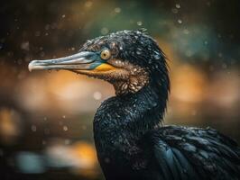 cormorano uccello ritratto creato con generativo ai tecnologia foto