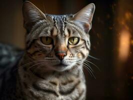 egiziano mau gatto ritratto vicino su creato con generativo ai tecnologia foto