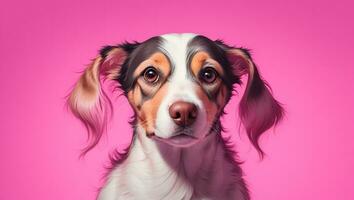 ritratto di un' carino cane su un' rosa sfondo. studio sparo. foto