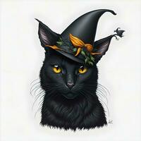 nero gatto con strega cappello foto
