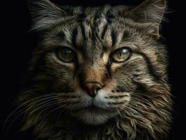 gatto ritratto vicino su creato con generativo ai tecnologia foto