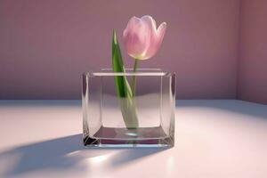cubo bicchiere fiore vaso. creare ai foto