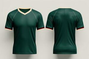 modello gli sport calcio squadra uniformi multicolori camicia, generativo ai illustrazione foto