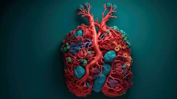 3d illustrazione modello di il umano organo sistema, anatomia, nervoso, circolatorio, digestivo, escretore, urinario e osso sistemi. medico formazione scolastica concetto, generativo ai illustrazione foto