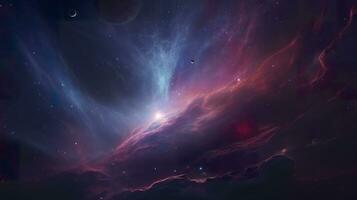 concetto di nebulosa con galassie nel in profondità spazio cosmo scoperta esterno spazio e stelle, ai generativo foto