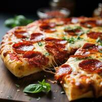 formaggio e salato peperoni Pizza fetta foto
