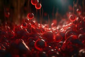 rosso sangue cellule eritrociti. neurale Rete ai generato foto