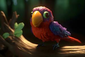 fantasia carino arcobaleno uccello adatto per bambini libro. neurale Rete ai generato foto