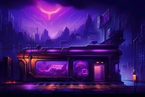 la metropolitana futuro neon nel synthwave stile. neurale Rete ai generato foto