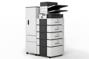 fotocopiatrice è un' macchina quello fa carta copie di documenti e altro visivo immagini. neurale Rete ai generato foto
