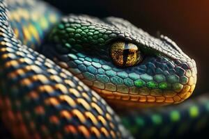 bellissimo colorato serpente, brasiliano arcobaleno boa. neurale Rete ai generato foto