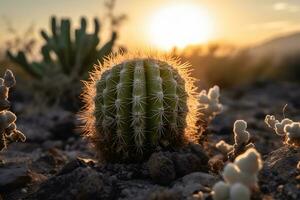 superiore Visualizza di esotico cactus nel deserto. neurale Rete ai generato foto