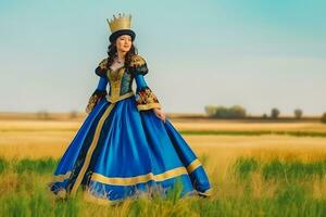 mongolo ragazza nel tradizionale nazionale vestire. neurale Rete ai generato foto