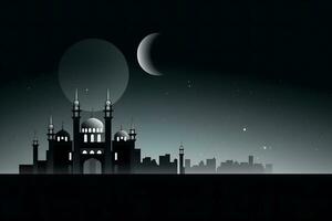 Ramadan kareem sfondo.mezzaluna Luna a un' superiore di un' moschea. neurale Rete ai generato foto
