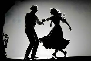 silhouette di danza coppia nel Halloween stile. neurale Rete ai generato foto