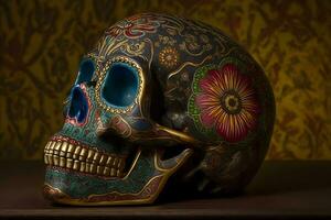 Halloween dia de los muertos celebrazione con zucchero cranio. neurale Rete ai generato foto