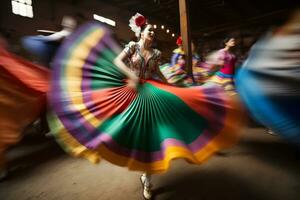 ballerino partecipa a il cinco de mayo Festival nel movimento. neurale Rete ai generato foto