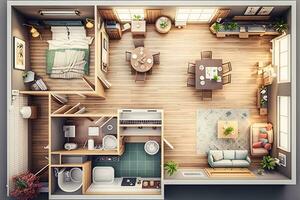Piano di un appartamento o Casa. interno design. neurale Rete ai generato foto