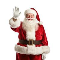 Santa Claus ritratto agitando il suo mano su un' bianca sfondo foto