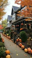 Halloween decorazioni nel il quartiere. foto