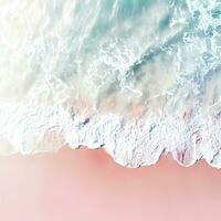 aereo Visualizza di chiaro turchese mare aereo Visualizza di sabbioso spiaggia e oceano con onde generativo ai foto