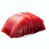 fresco tonno pesce filetto isolato su un' bianca sfondo, isolato giapponese sintonizzare su un' bianca sfondo generativo ai foto