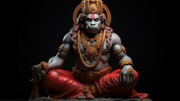 3d illustrazione di il indiano Dio hanuman con un' floreale sfondo circostante esso. foto