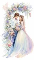nozze coppia con fiore acquerello sfondo foto