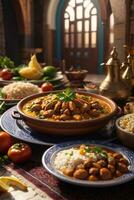 delizioso foto di arabo cibo banchetto