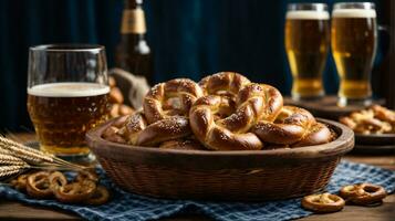 oktoberfest preparativi con delizioso salatino e birra Festival foto