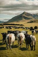 mandria mucche su nuovo Zelanda erba campo foto
