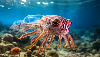 bigfin scogliera calamaro nuoto nel il mare generativo ai foto