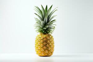 un' fresco ananas frutta su bianca sfondo generativo ai foto