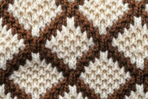lana maglione struttura di leggero Marrone buio Marrone e bianca colori generativo ai foto