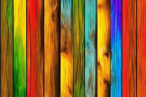 colorato legna sfondo, arcobaleno legna sfondo, legna sfondo, ai generativo foto