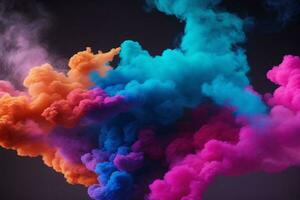 Fumo spruzzo sfondo, arcobaleno colorato Fumo sfondo, Fumo effetti sfondo, neon Fumo sfondi, colorato Fumo sfondo, astratto Fumo sfondi, ai generativo foto