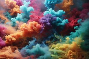 arcobaleno colorato Fumo sfondo, Fumo sfondo, Fumo effetti sfondo, Fumo sfondi, colorato Fumo sfondo, astratto Fumo sfondi, ai generativo foto
