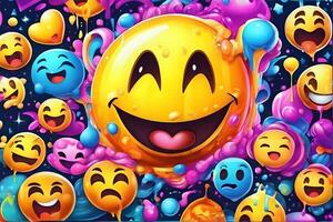 emoji graffiti sfondo, emoji graffiti sfondo, emoji graffiti modello, graffiti sfondo, graffiti arte, graffiti sfondo, ai generativo foto