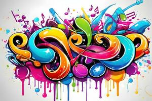 musica graffiti sfondo, graffiti sfondo, musica graffiti modello, musica graffiti sfondo, musica graffiti arte, musica graffiti dipingere, ai generativo foto