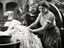 storico colorato foto di un' womans quotidiano opera nel il passato ai generativo