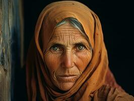 vecchio colorato fotografia di arabo donna a partire dal presto 1900 ai generativo foto