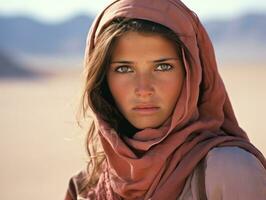 vecchio colorato fotografia di arabo donna a partire dal presto 1900 ai generativo foto