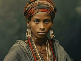 vecchio colorato fotografia di un' brasiliano donna a partire dal il presto 1900 ai generativo foto