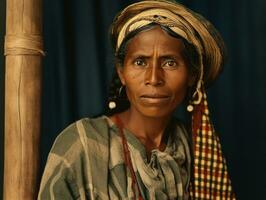 vecchio colorato fotografia di un' brasiliano donna a partire dal il presto 1900 ai generativo foto