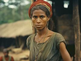 vecchio colorato fotografia di un' brasiliano donna a partire dal il presto 1900 ai generativo foto