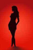 silhouette di un' incinta donna su un' rosso sfondo generativo ai foto