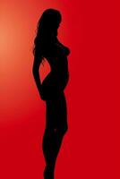 silhouette di un' donna su rosso sfondo vettore prezzo 1 credito Dollaro statunitense 1 generativo ai foto