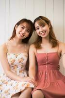 Due giovane asiatico donne in posa per un' foto